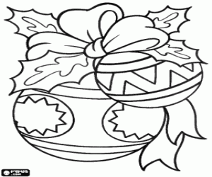 Coloriage Boules de Noël avec un nœud de ruban