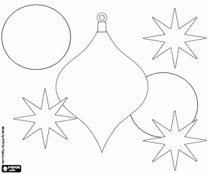 Coloriage Boules de Noël et étoiles