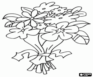 Coloriage Bouquet de fleurs, cadeau pour maman