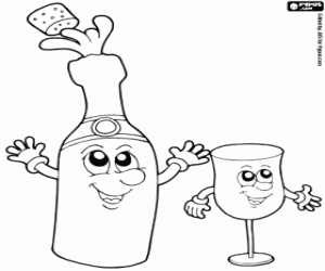 Coloriage Bouteille et verre