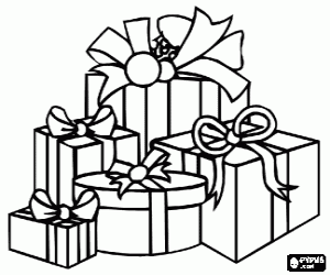 Coloriage Boîtes de cadeaux de Noël