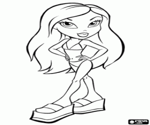 Coloriage Bratz fille prête pour la plage