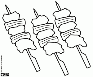 Coloriage Brochettes mixtes pour barbecue
