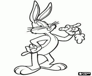 Coloriage Bugs Bunny, lapin de Looney Tunes