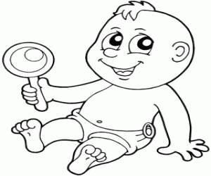 Coloriage Bébé avec hochet