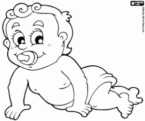Coloriage Bébé avec tétine