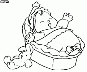 Coloriage Le bébé dort dans son berceau