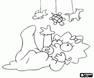 Coloriage La bébé Maggie Simpson jouant