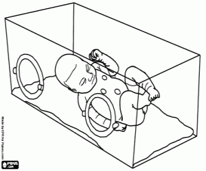 Coloriage Bébé prématuré à l'incubateur