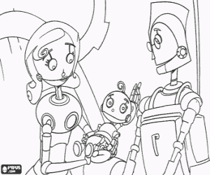 Coloriage Le bébé Rodney avec ses parents