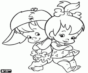 Coloriage Les bébés Pebbles et BamBam