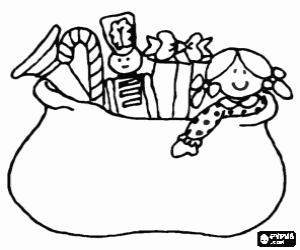 Coloriage Cadeaux de Noël dans un sac