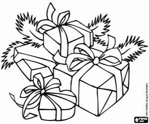 Coloriage Cadeaux de Noël décorés