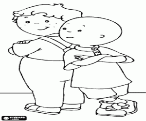 Coloriage Caillou avec son ami Léo