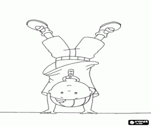 Coloriage Caillou fait gymnastique