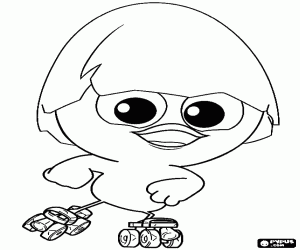 Coloriage Caliméro avec patins à roulettes