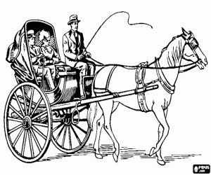 Coloriage Calèche, un chariot à deux roues