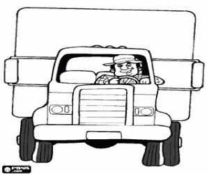 Coloriage Camion avec le conducteur
