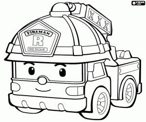Coloriage Le camion de pompier Robotruck Roy