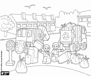 Coloriage Camions à ordures de Lego