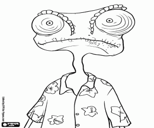 Coloriage Le Caméléon Rango avec chemise