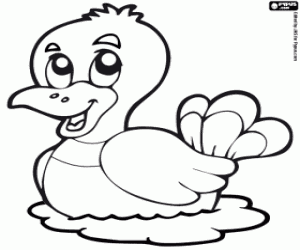 Coloriage Le canard nageant dans l'étang