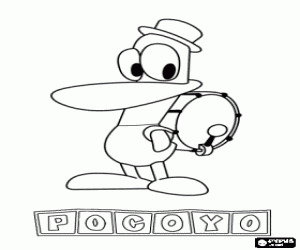 Coloriage Le canard est un ami de Pocoyo