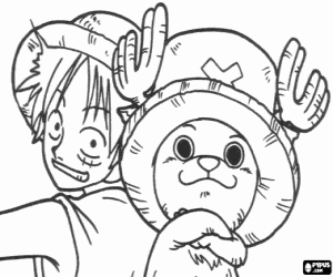 Coloriage Capitaine Luffy, protagoniste de One Piece
