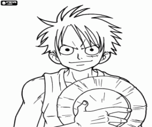 Coloriage Le capitaine pirate Monkey Ruffy