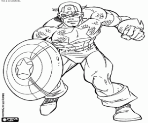 Coloriage Captain America avec le bouclier