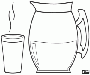 Coloriage Carafe et verre de boisson chaude