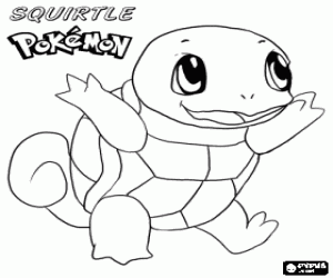 Coloriage Carapuce, une tortue Pokemon