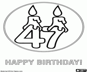 Coloriage Carte pour le 47 anniversaire