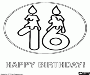 Coloriage Carte d'anniversaire pour 16 ans