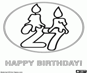 Coloriage Carte d'anniversaire pour 27 ans