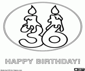 Coloriage Carte d'anniversaire pour 36 ans