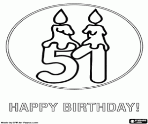 Coloriage Carte d'anniversaire 51 ans