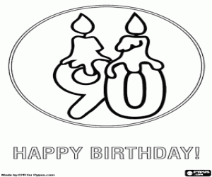 Coloriage Carte d'anniversaire 90 ans