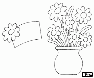 Coloriage Carte avec fleurs pour maman