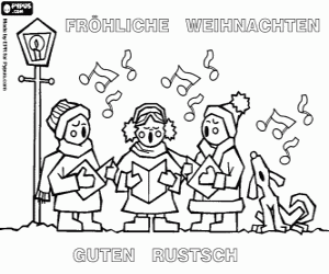 Coloriage Carte de chants de Noël en allemand
