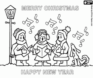 Coloriage Carte de chants de Noël en anglais