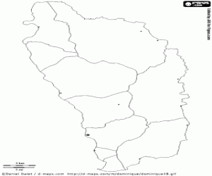 Coloriage Carte de la Dominique