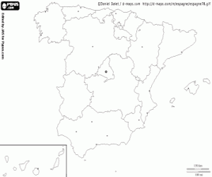 Coloriage Carte de l'Espagne