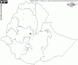 Coloriage Carte de l'Éthiopie