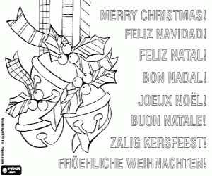Coloriage Carte de Noël avec grelots