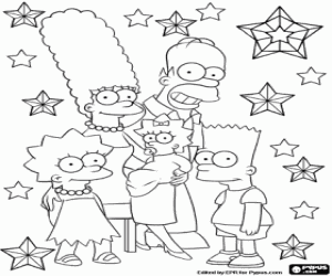Coloriage Carte de Noël avec les Simpsons