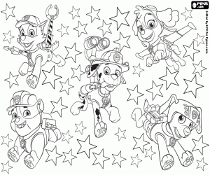 Coloriage Carte de Noël de Paw Patrol