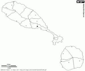 Coloriage Carte de Saint-Kitts-et-Nevis