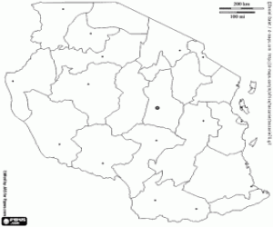 Coloriage Carte de la Tanzanie