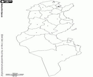 Coloriage Carte de la Tunisie